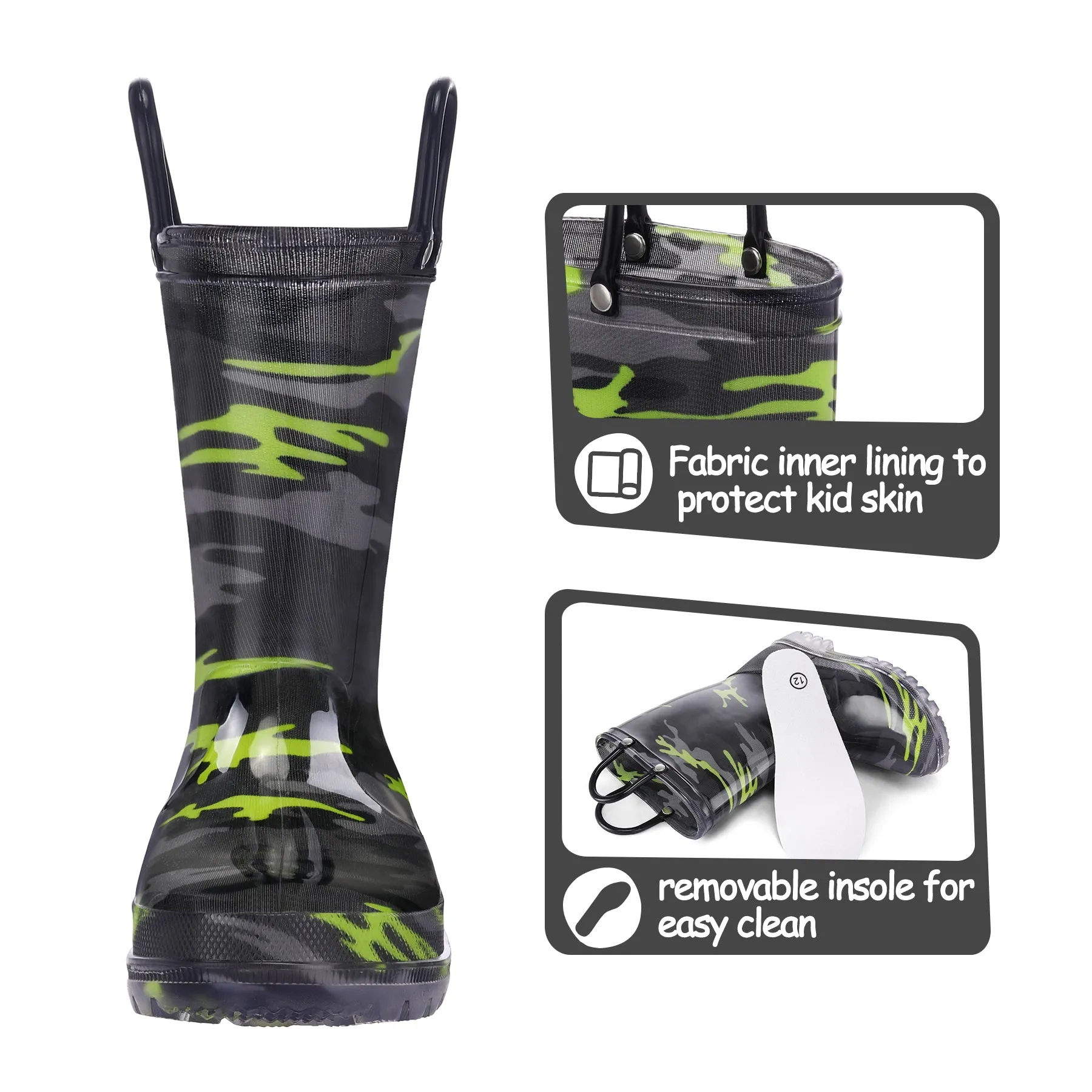 Camouflage Lighted Rain Boots Kids