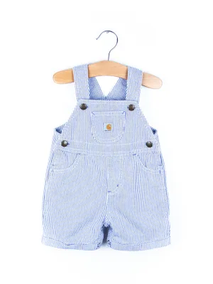 Carhartt Soft Blue & White Stripe Dungaree Shorties - Age 12 months