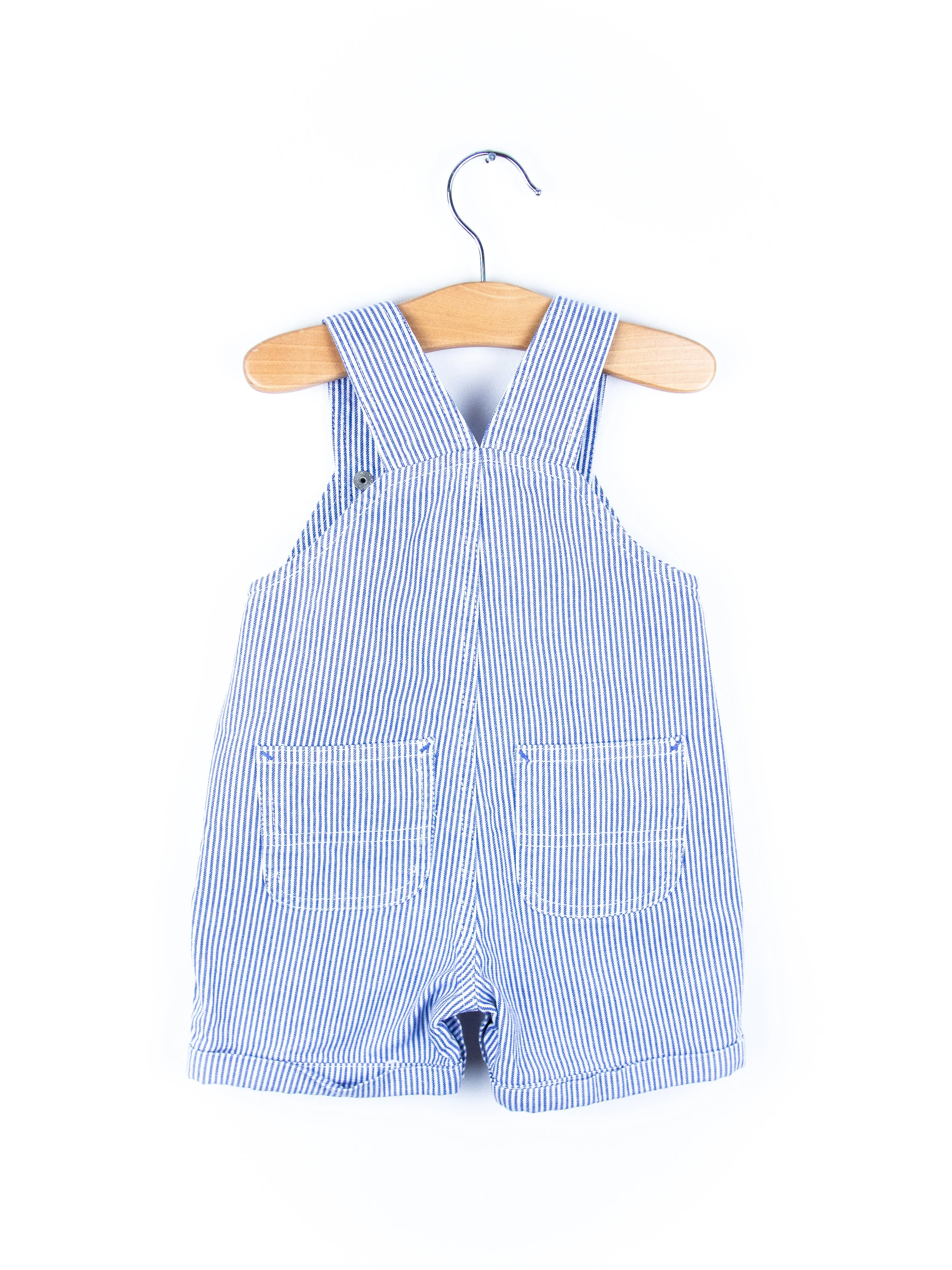 Carhartt Soft Blue & White Stripe Dungaree Shorties - Age 12 months