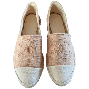 Chanel Natural Jute Canvas CC Logo Espadrilles en Toile Sz38, New!