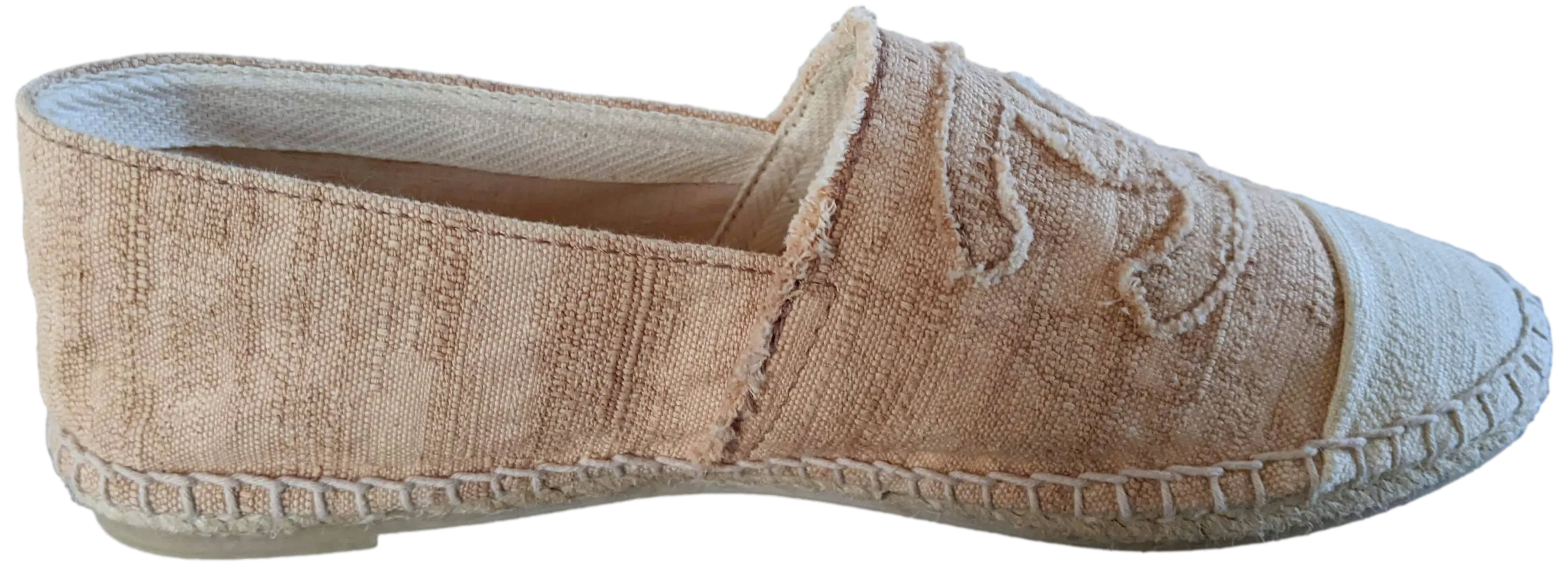 Chanel Natural Jute Canvas CC Logo Espadrilles en Toile Sz38, New!