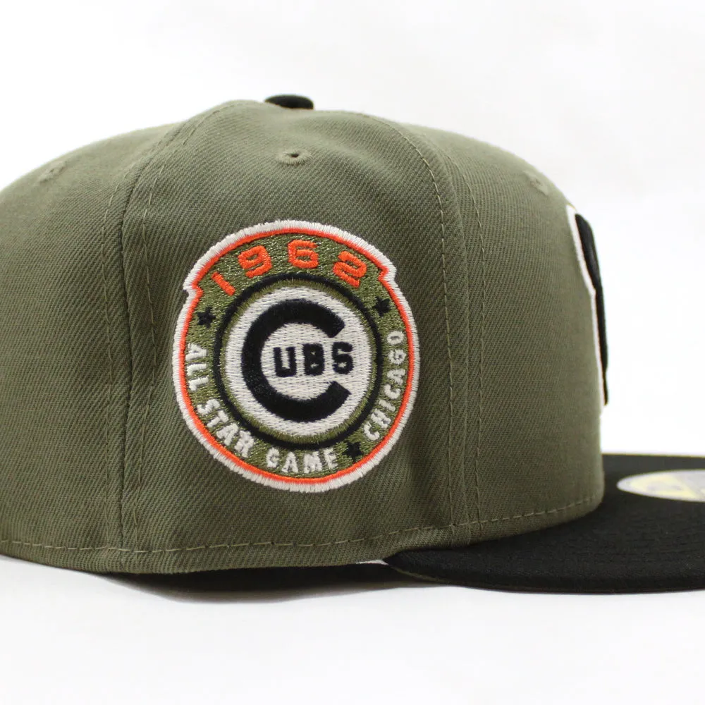 Chicago Cubs 1962 All Star Game New Era 59Fifty Fitted Hat (GITD Olive with Black Visor and Olive Under Brim)