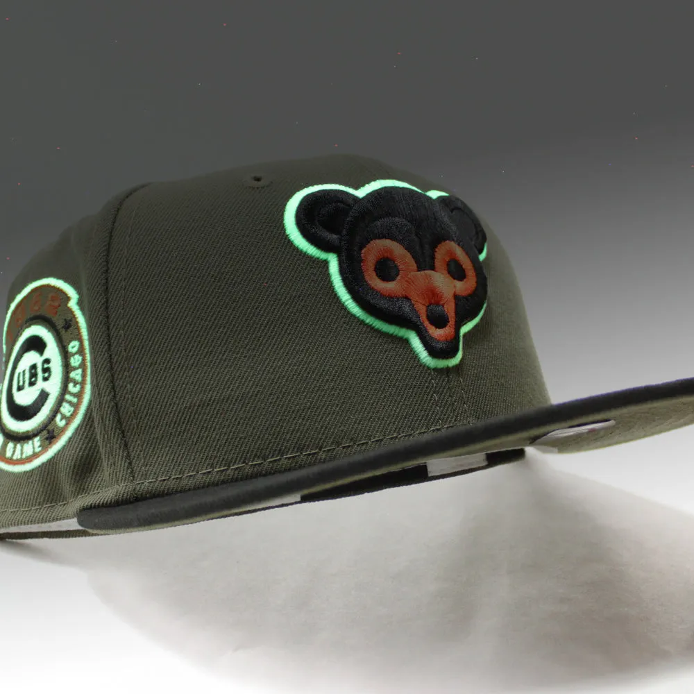 Chicago Cubs 1962 All Star Game New Era 59Fifty Fitted Hat (GITD Olive with Black Visor and Olive Under Brim)