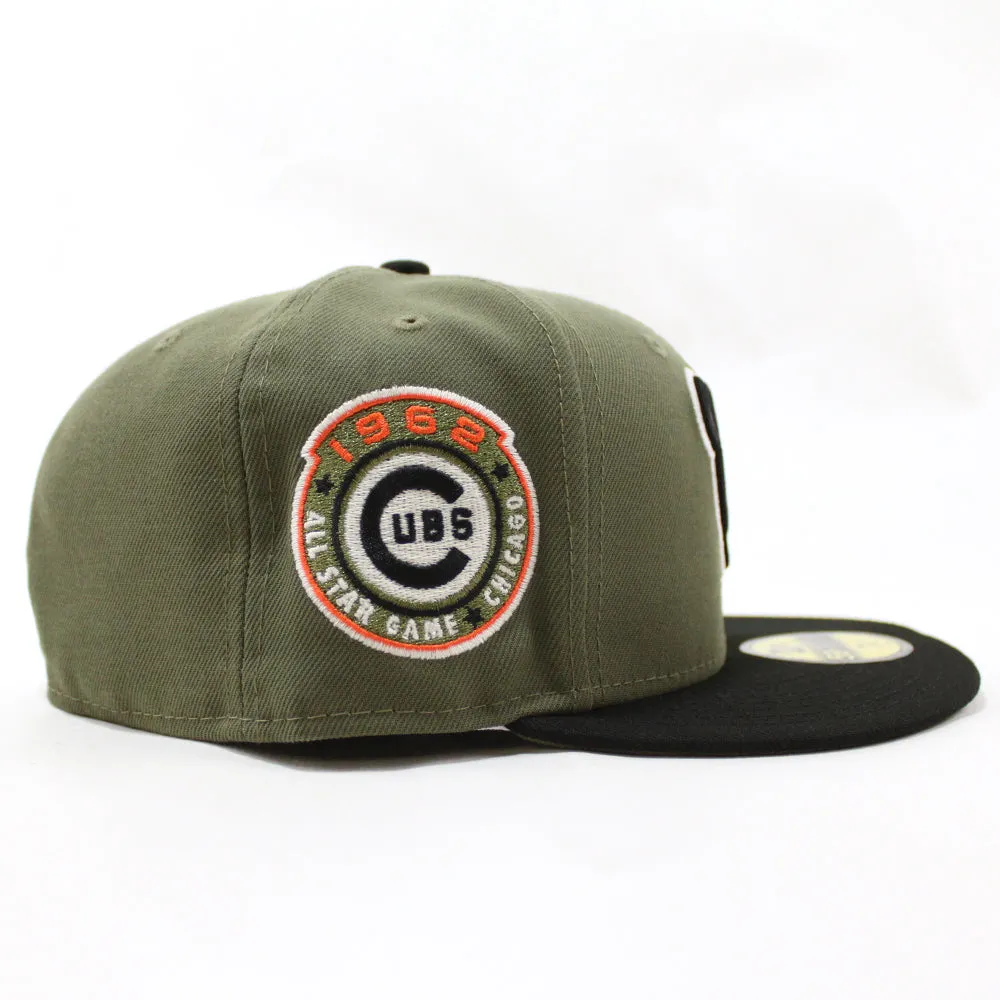 Chicago Cubs 1962 All Star Game New Era 59Fifty Fitted Hat (GITD Olive with Black Visor and Olive Under Brim)