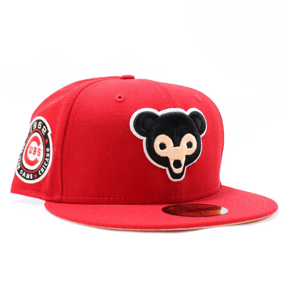 Chicago Cubs 1962 All Star Game New Era 59Fifty Fitted Hat (Glow in the Dark Logo Red Peach Under Brim)