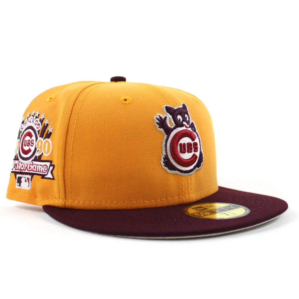 Chicago Cubs 1990 All Star Game New Era 59Fifty Fitted Hat (GITD Tango Orange Maroon Stone Under Brim)