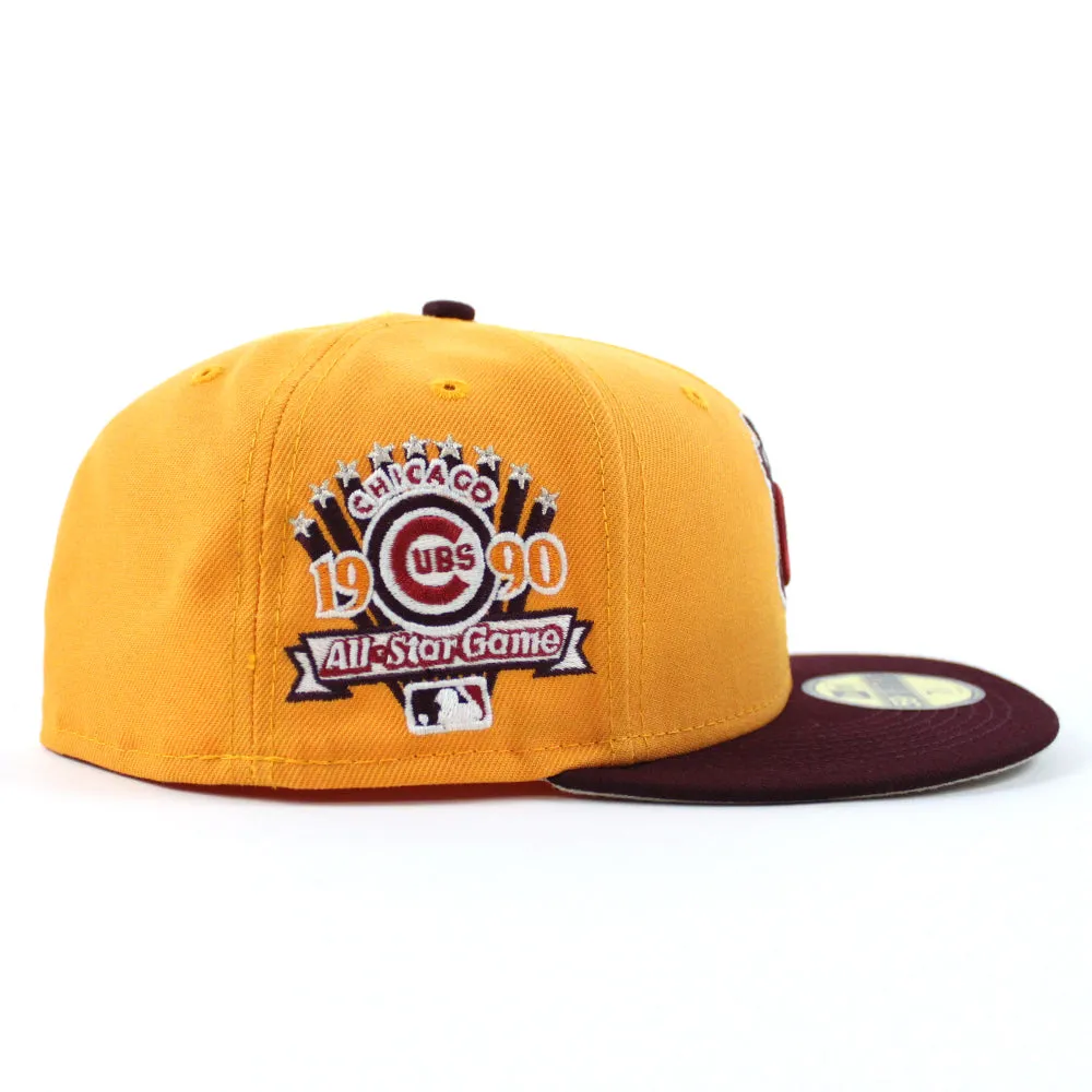 Chicago Cubs 1990 All Star Game New Era 59Fifty Fitted Hat (GITD Tango Orange Maroon Stone Under Brim)
