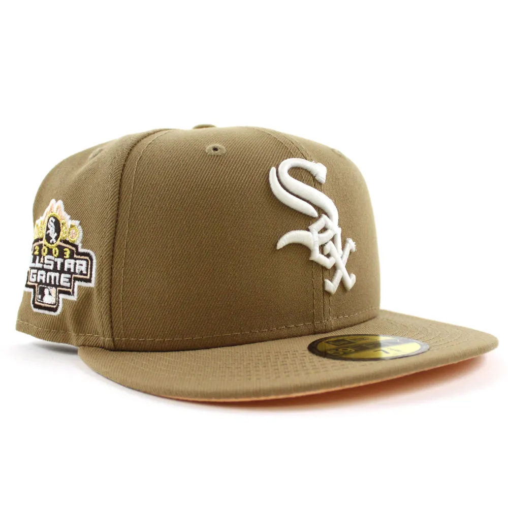 Chicago White Sox 2003 All-Star Game Patch New Era Fitted 59Fifty Hat (GITD Khaki Peach Under Brim)