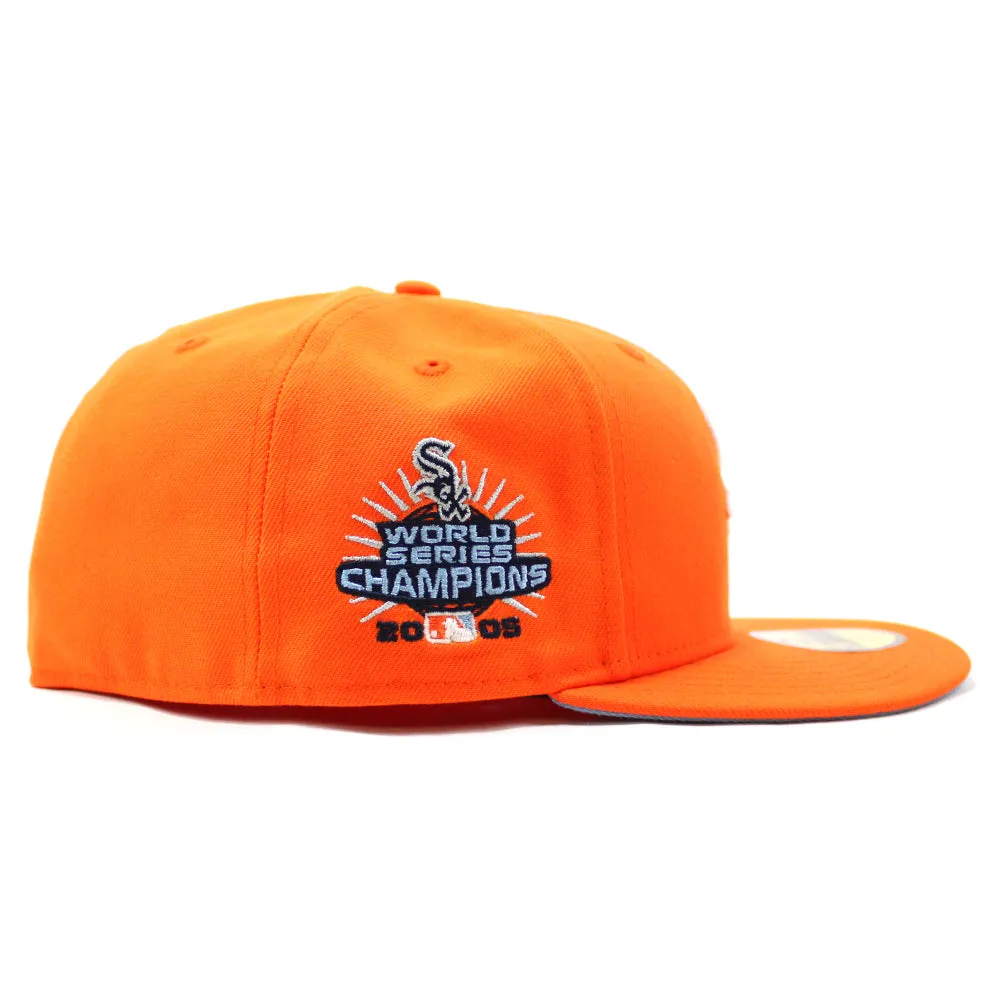 Chicago White Sox 2005 World Series CHAMPIONS New Era Fitted 59Fifty Hat (GITD Rush Orange Sky Blue Under Brim)