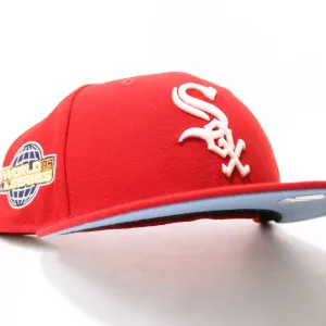 Chicago White Sox 2005 World Series Patch New Era Fitted 59Fifty Hat (Glow in the Dark Red Sky Blue Under Brim)