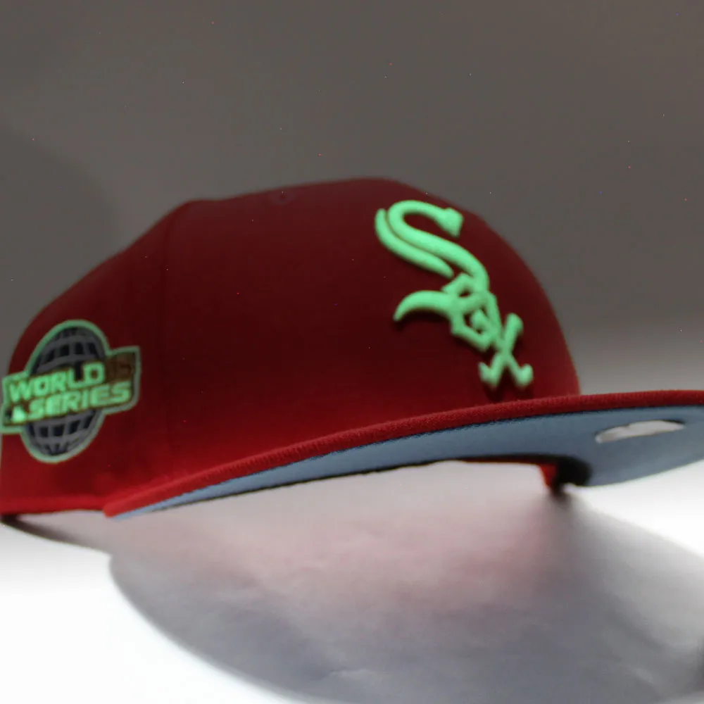 Chicago White Sox 2005 World Series Patch New Era Fitted 59Fifty Hat (Glow in the Dark Red Sky Blue Under Brim)
