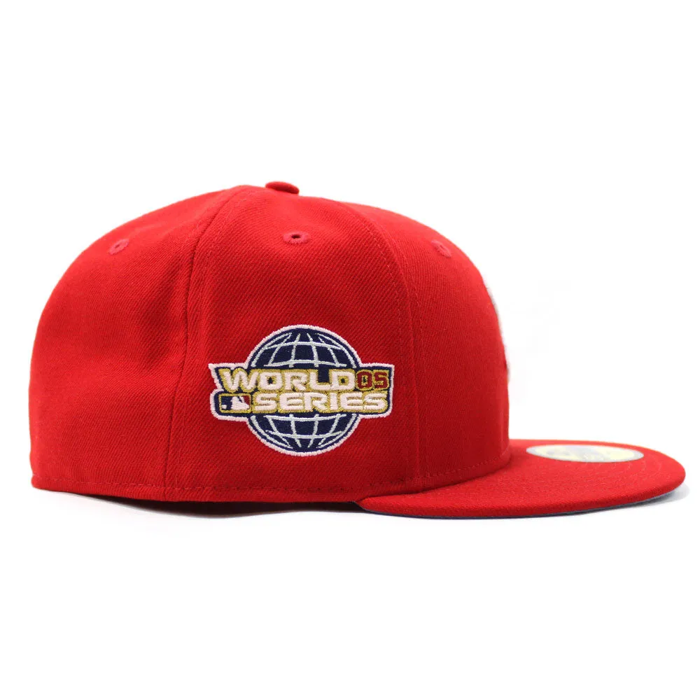 Chicago White Sox 2005 World Series Patch New Era Fitted 59Fifty Hat (Glow in the Dark Red Sky Blue Under Brim)