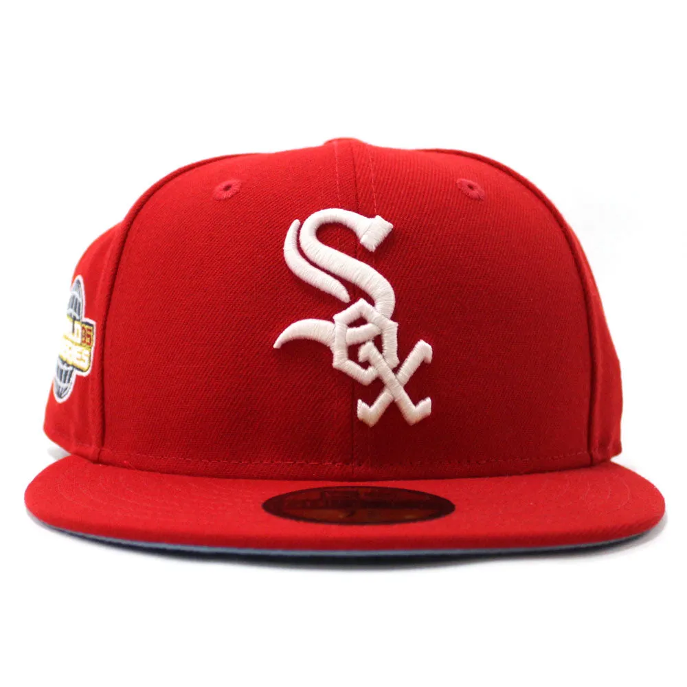 Chicago White Sox 2005 World Series Patch New Era Fitted 59Fifty Hat (Glow in the Dark Red Sky Blue Under Brim)