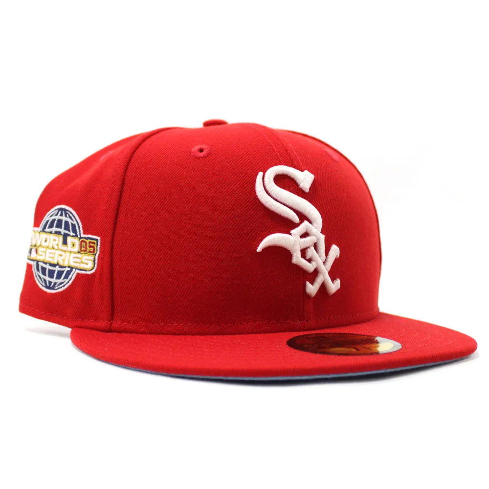 Chicago White Sox 2005 World Series Patch New Era Fitted 59Fifty Hat (Glow in the Dark Red Sky Blue Under Brim)
