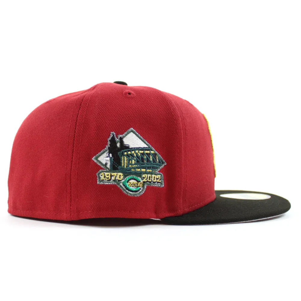 Cincinnati Reds 1970-2002 Stadium Patch New Era 59Fifty Fitted Hat (Glow in the Dark Red Black Gray Under Brim)