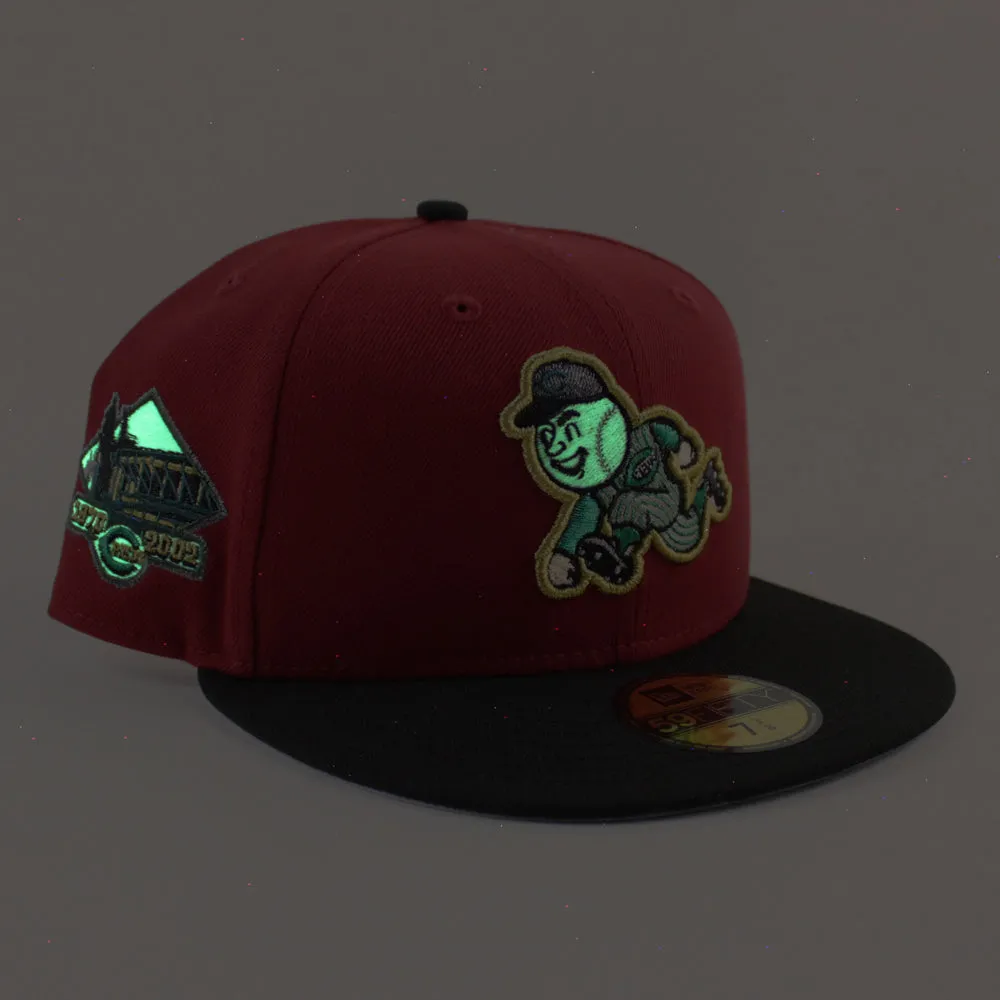 Cincinnati Reds 1970-2002 Stadium Patch New Era 59Fifty Fitted Hat (Glow in the Dark Red Black Gray Under Brim)