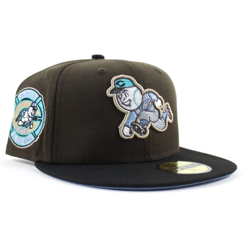 Cincinnati Reds 1970 All Star Game New Era 59Fifty Fitted Hat (GITD Walnut Black Sky Blue Under Brim)