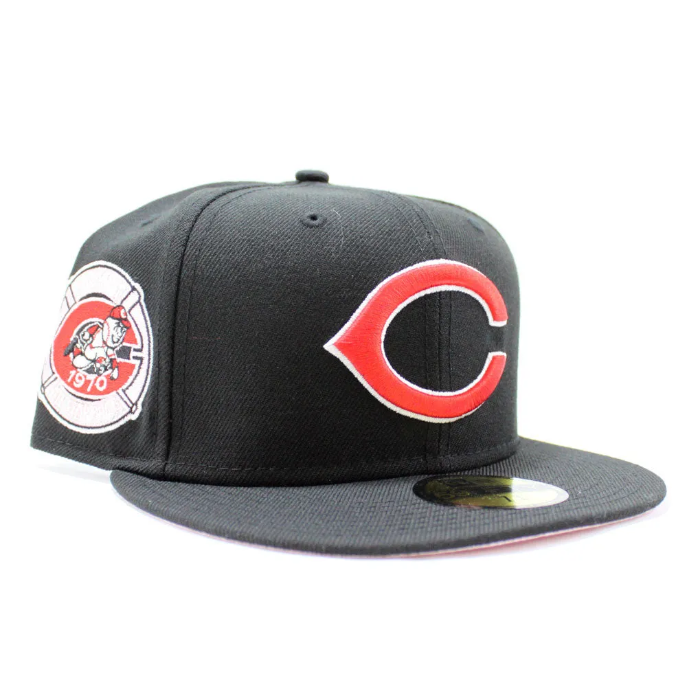 Cleveland Indians 1970 All-Star Game New Era 59Fifty Fitted Hat (Glow in the Dark Logo Black Pink Under Brim)
