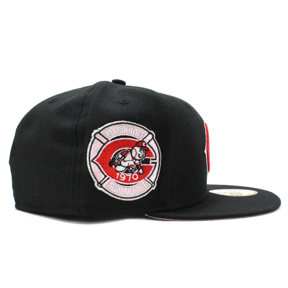 Cleveland Indians 1970 All-Star Game New Era 59Fifty Fitted Hat (Glow in the Dark Logo Black Pink Under Brim)