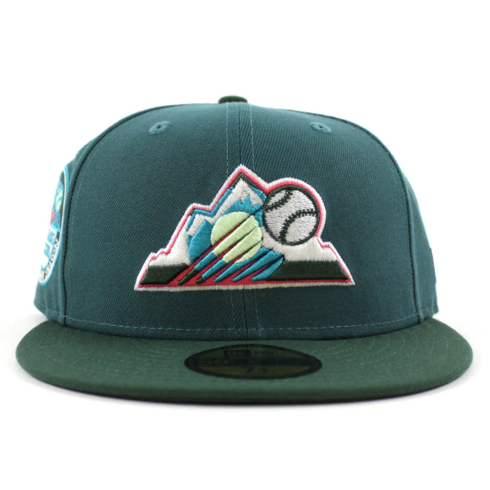 Colorado Rockies 10th Anniversary New Era 59Fifty Fitted Hat (GITD Aqua Pine Green Green Under Brim)
