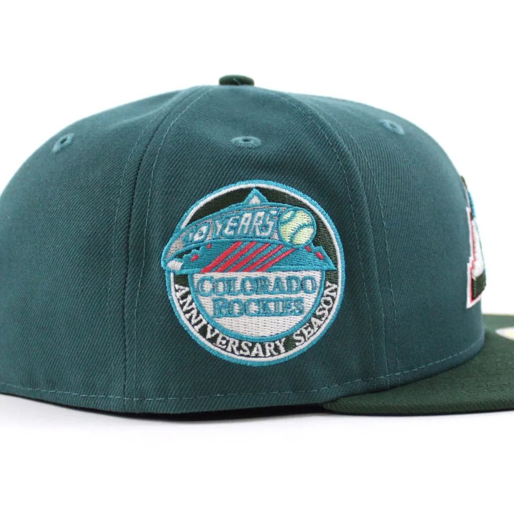 Colorado Rockies 10th Anniversary New Era 59Fifty Fitted Hat (GITD Aqua Pine Green Green Under Brim)