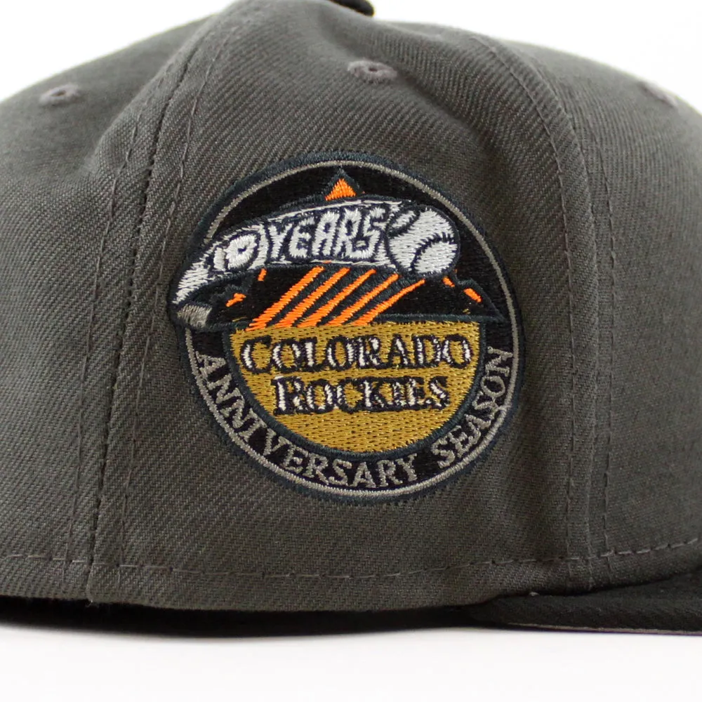 Colorado Rockies 10th Anniversary New Era 59Fifty Fitted Hat (GITD Pewter Black Gray Under Brim)