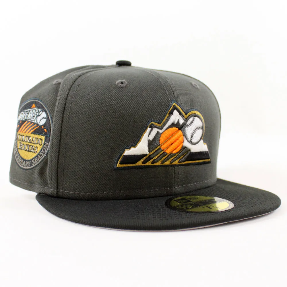 Colorado Rockies 10th Anniversary New Era 59Fifty Fitted Hat (GITD Pewter Black Gray Under Brim)