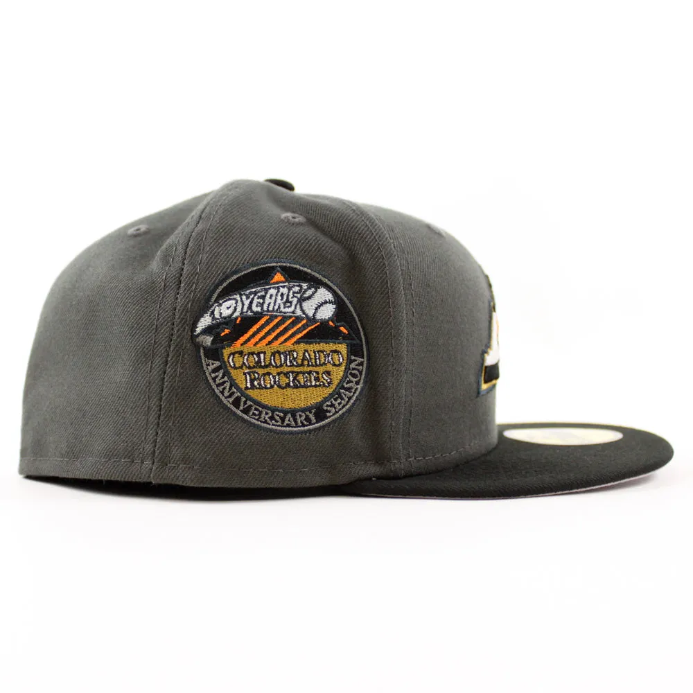 Colorado Rockies 10th Anniversary New Era 59Fifty Fitted Hat (GITD Pewter Black Gray Under Brim)
