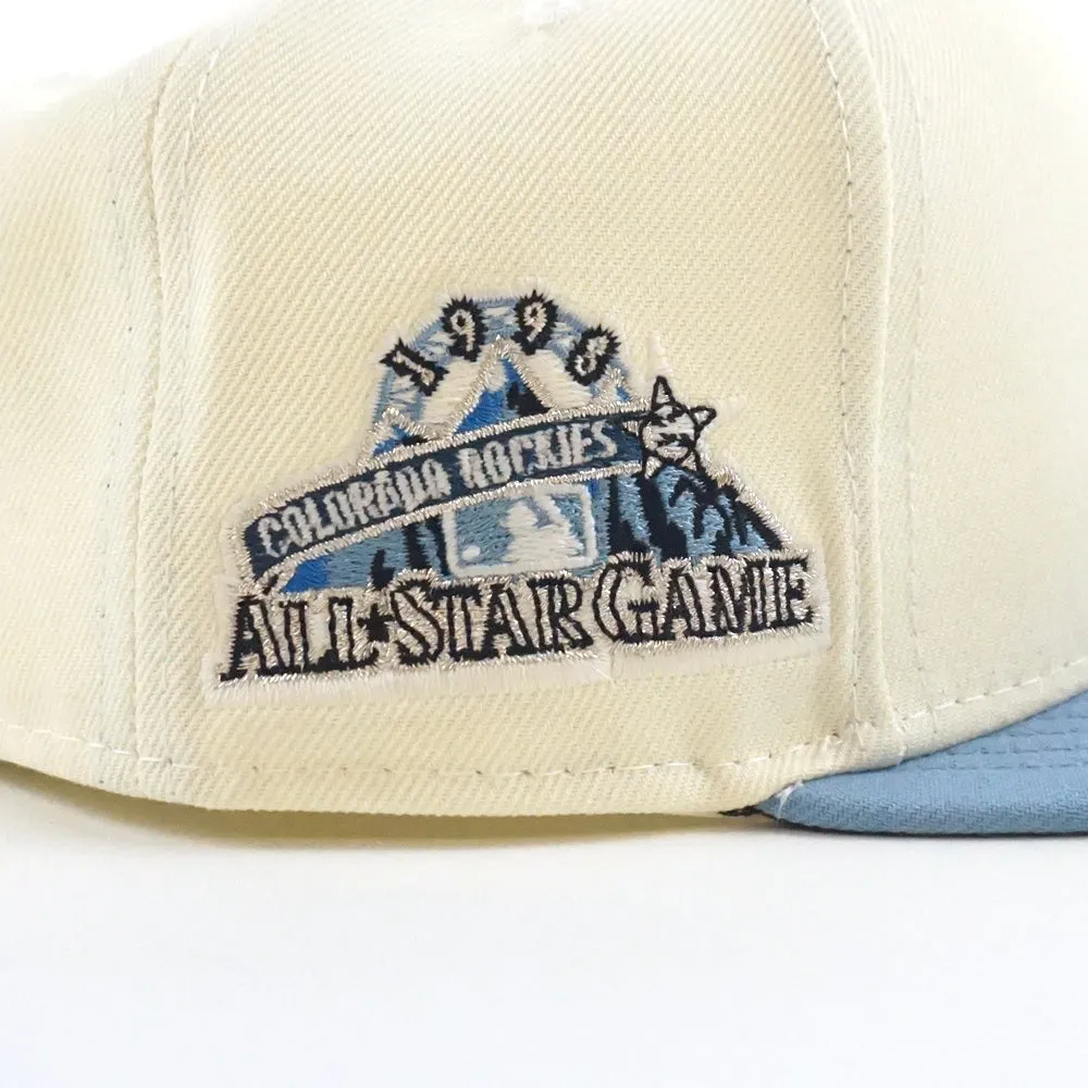 Colorado Rockies 1998 All Star Game New Era 59Fifty Fitted Hat (GITD Chrome White Sky Navy Under Brim)