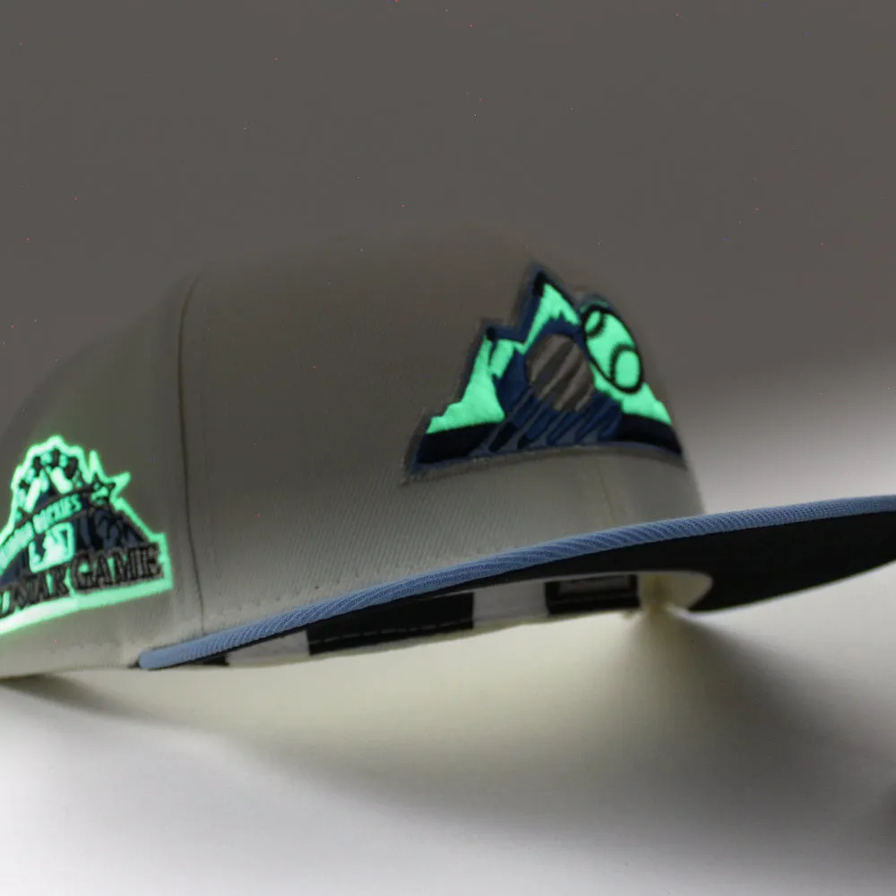 Colorado Rockies 1998 All Star Game New Era 59Fifty Fitted Hat (GITD Chrome White Sky Navy Under Brim)