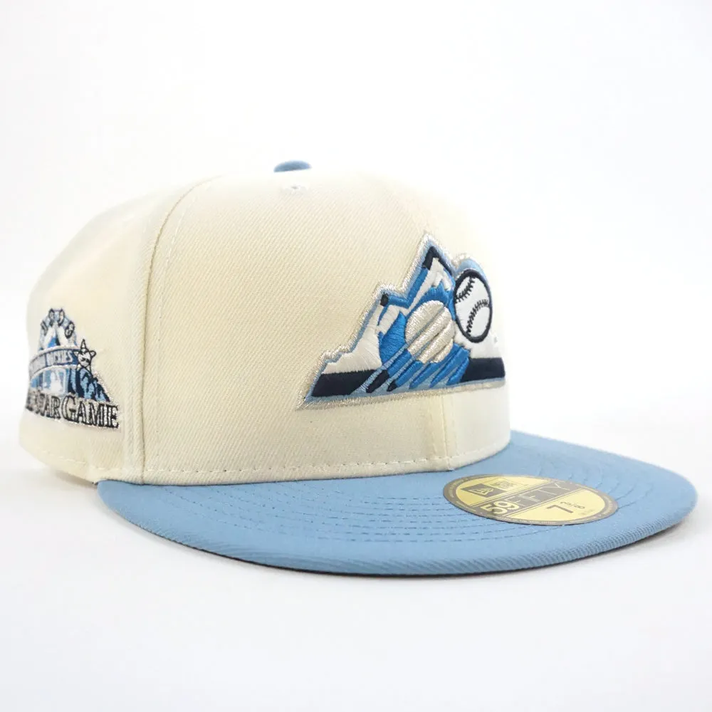 Colorado Rockies 1998 All Star Game New Era 59Fifty Fitted Hat (GITD Chrome White Sky Navy Under Brim)