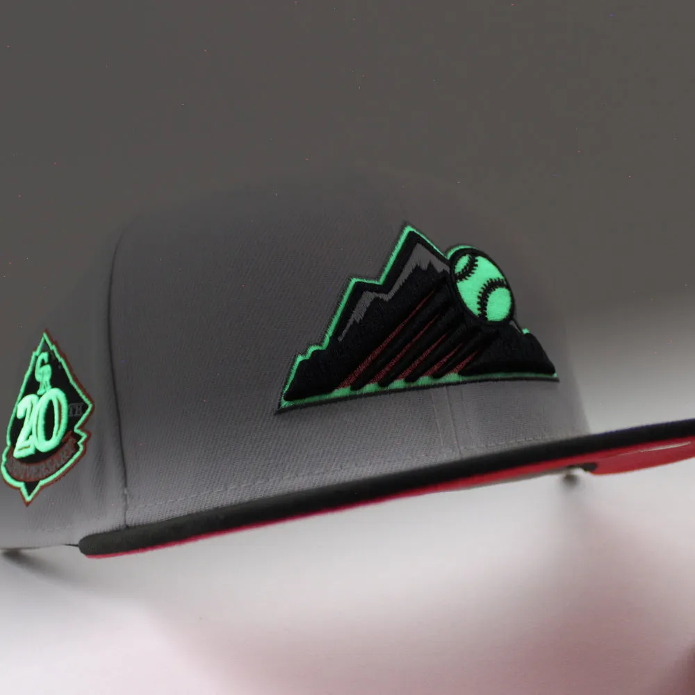 Colorado Rockies 20th Anniversary New Era 59Fifty Fitted Hat (GITD White Black INFRARED Under Brim)