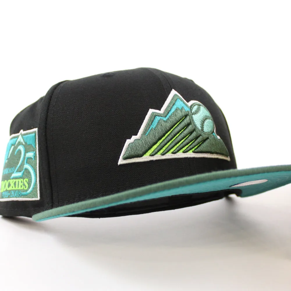 Colorado Rockies 25th Anniversary New Era 59Fifty Fitted Hat (GITD Black Mountain Green Teal Under Brim)