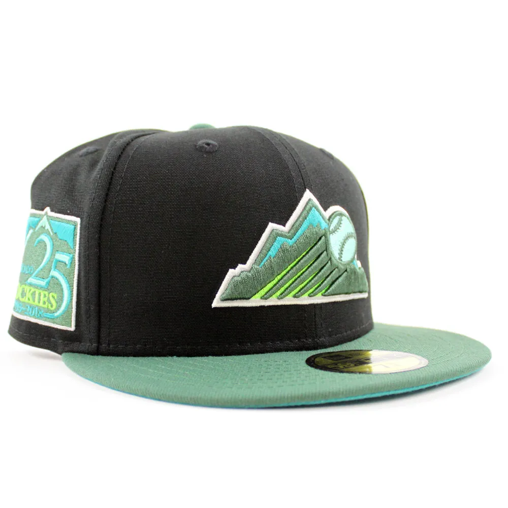 Colorado Rockies 25th Anniversary New Era 59Fifty Fitted Hat (GITD Black Mountain Green Teal Under Brim)