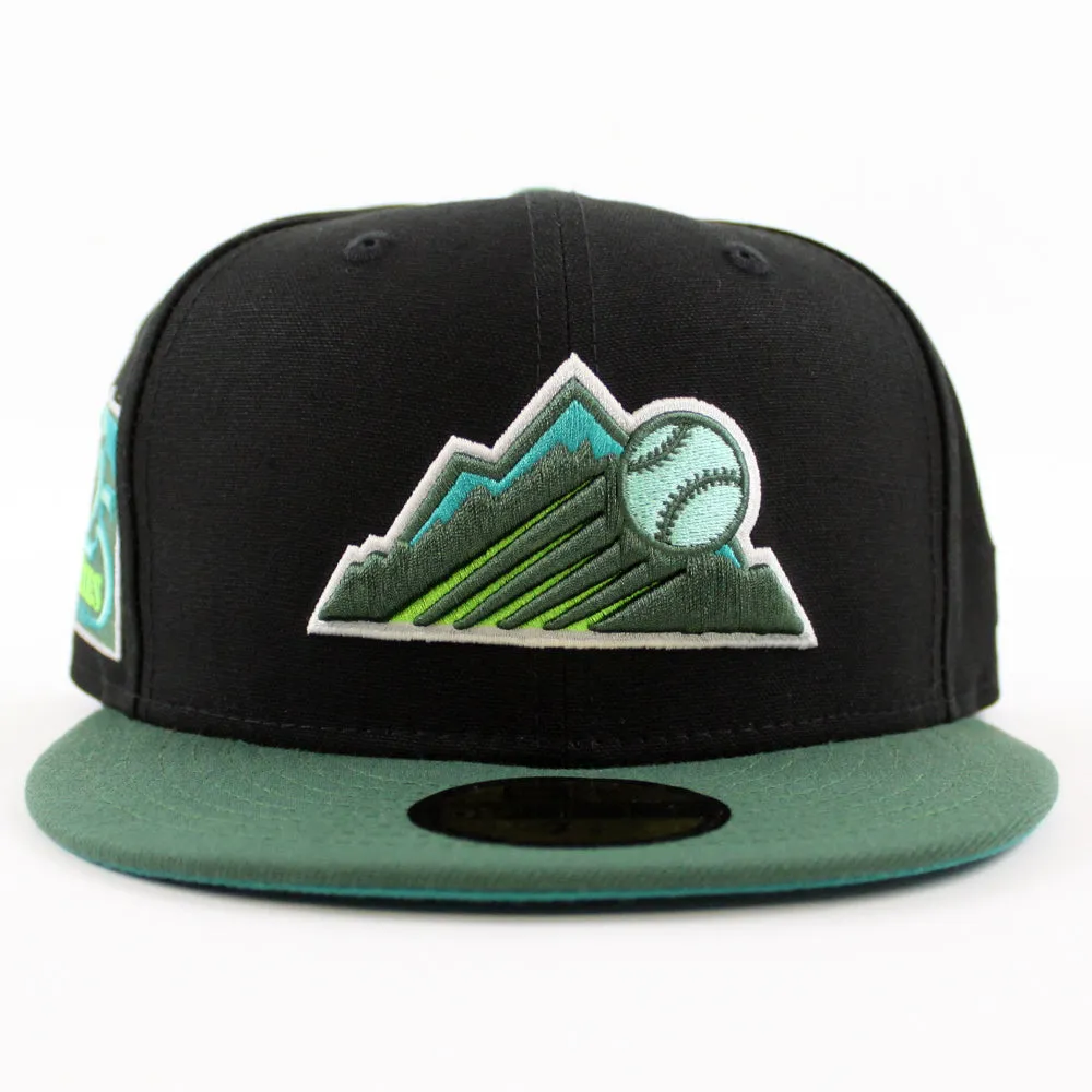 Colorado Rockies 25th Anniversary New Era 59Fifty Fitted Hat (GITD Black Mountain Green Teal Under Brim)