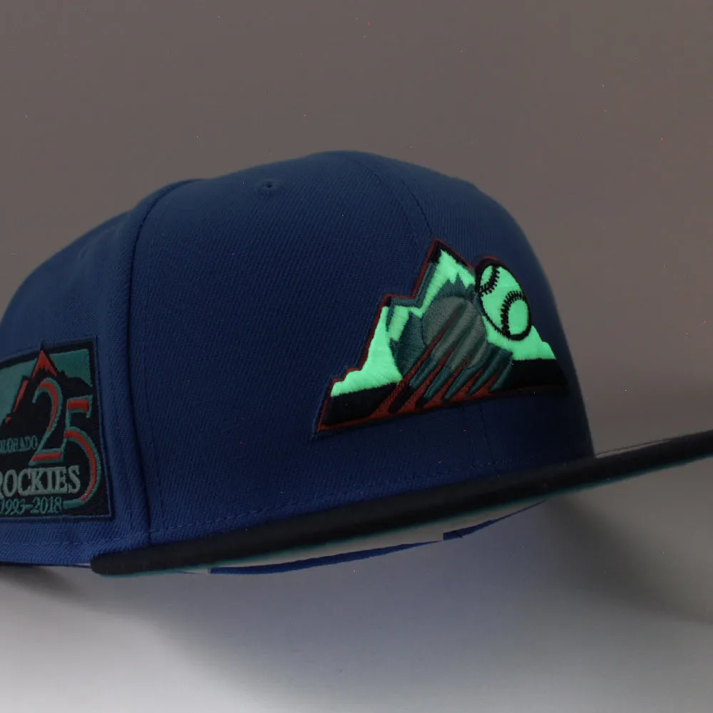 Colorado Rockies 25TH Anniversary New Era 59Fifty Fitted Hat (GITD Blue Navy Aqua Under Brim)