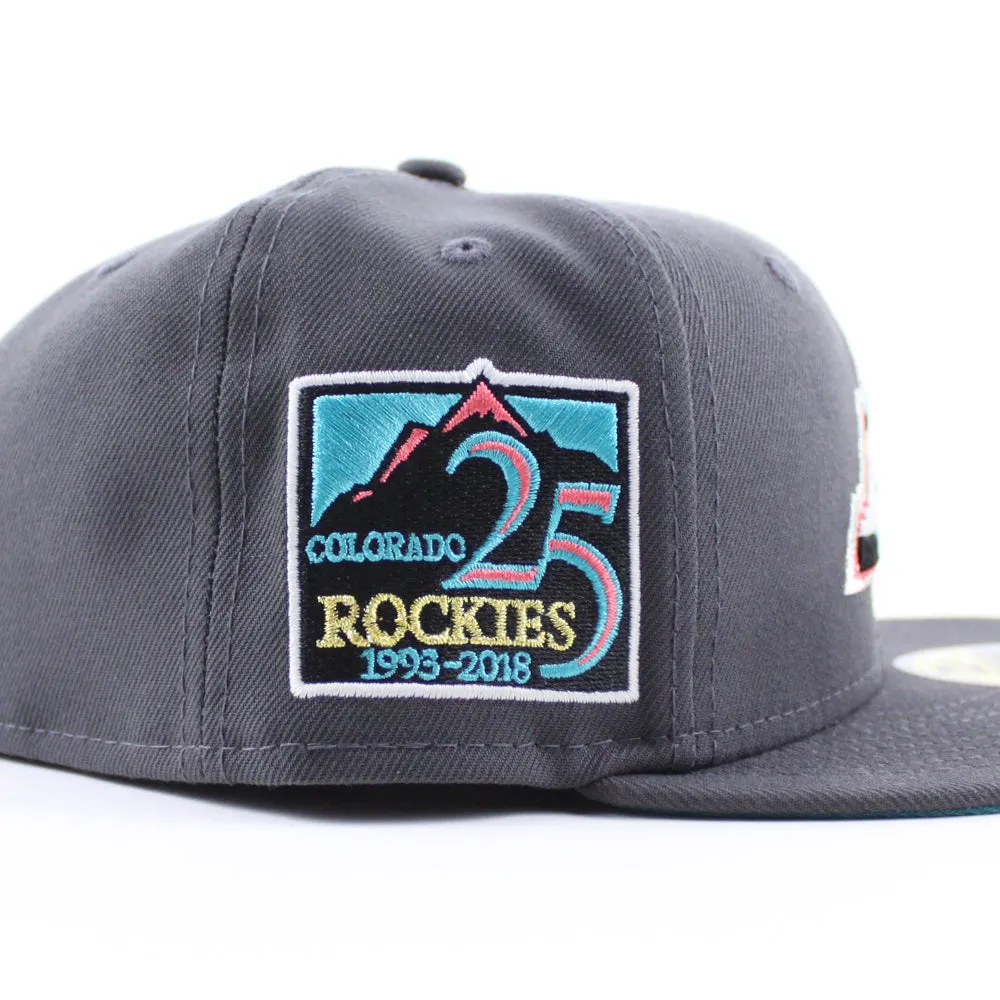 Colorado Rockies 25th Anniversary New Era 59Fifty Fitted Hat (GITD Gray Turquoise Under Brim)