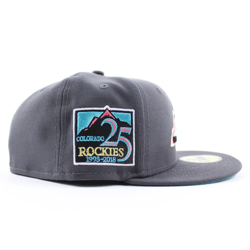 Colorado Rockies 25th Anniversary New Era 59Fifty Fitted Hat (GITD Gray Turquoise Under Brim)
