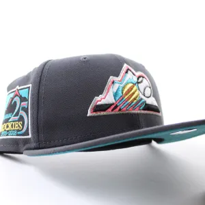 Colorado Rockies 25th Anniversary New Era 59Fifty Fitted Hat (GITD Gray Turquoise Under Brim)