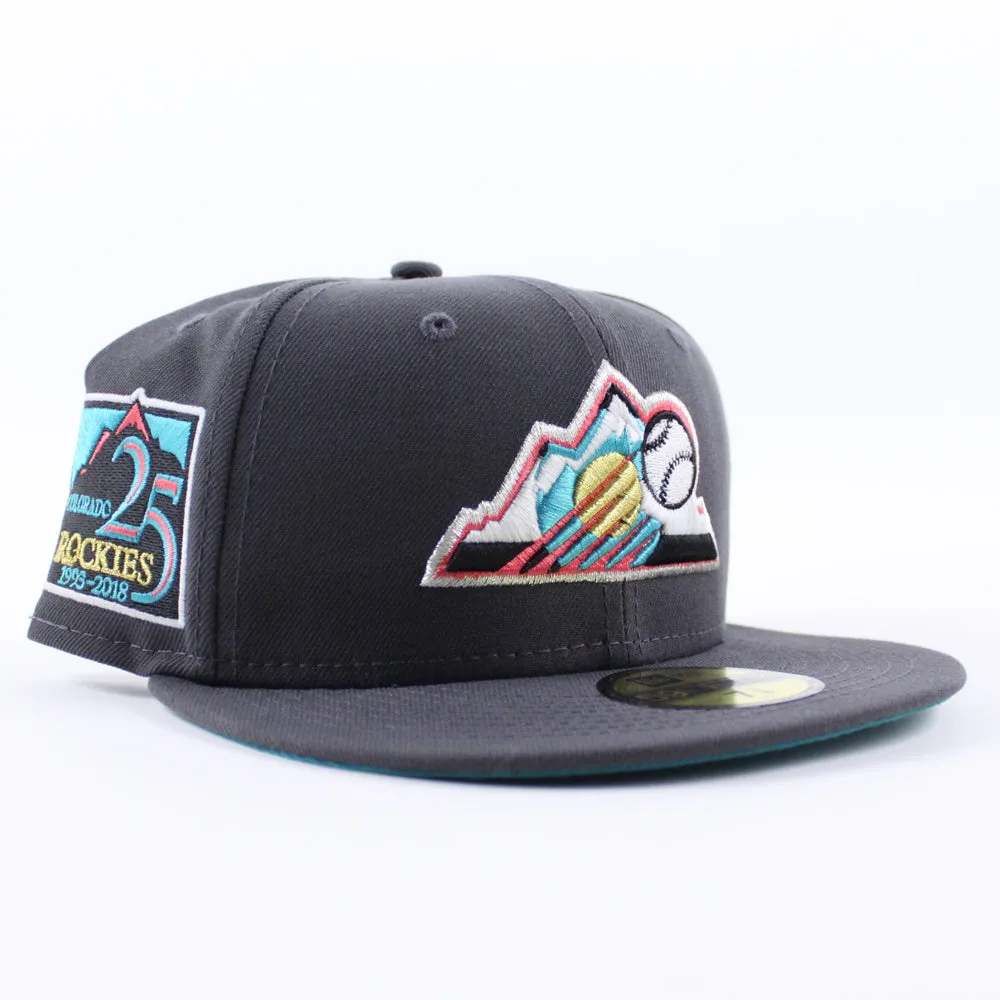 Colorado Rockies 25th Anniversary New Era 59Fifty Fitted Hat (GITD Gray Turquoise Under Brim)