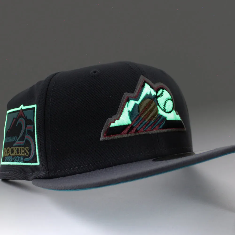 Colorado Rockies 25th Anniversary New Era 59Fifty Fitted Hat (GITD Gray Turquoise Under Brim)