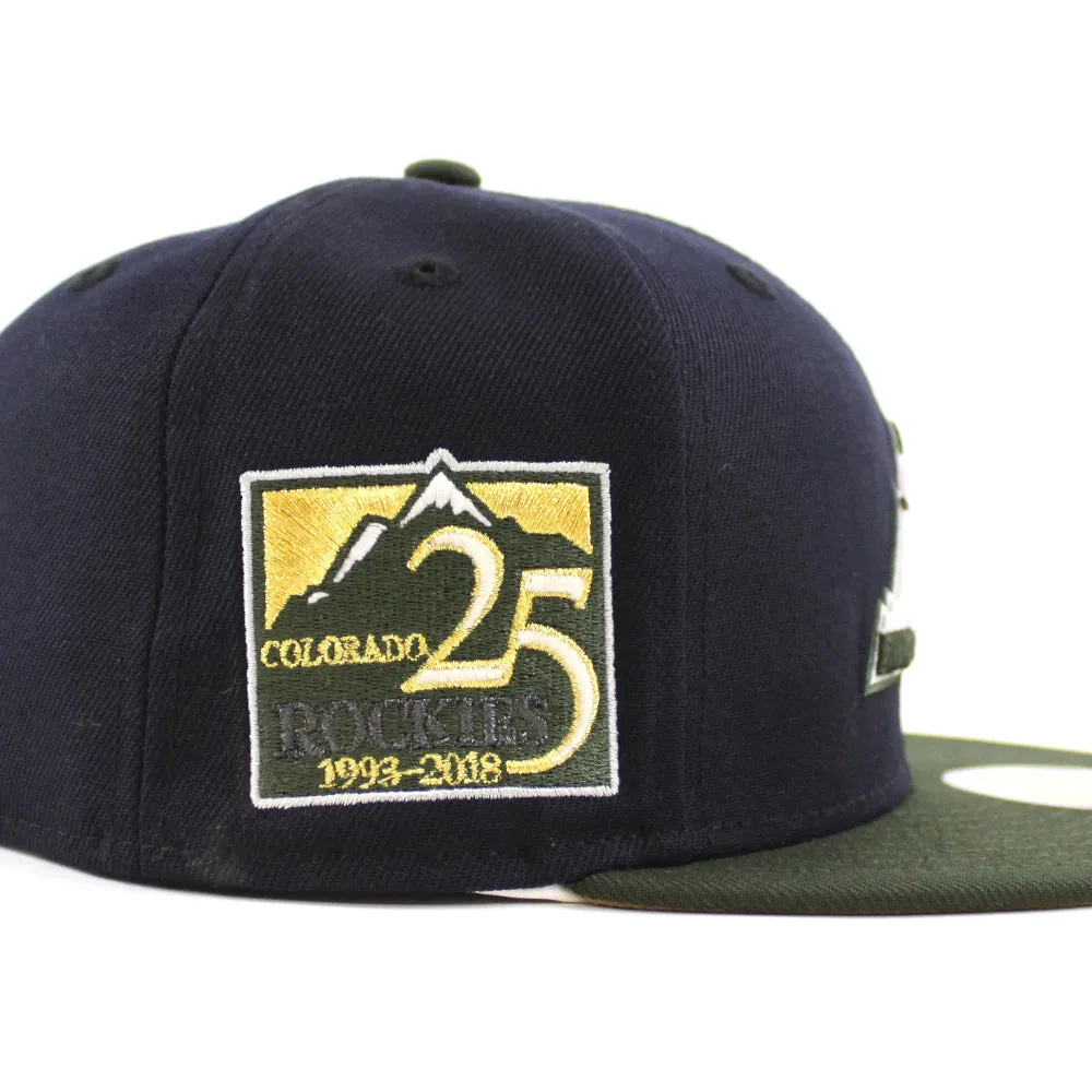 Colorado Rockies 25th Anniversary New Era 59Fifty Fitted Hat (GITD Navy Dark Seaweed Khaki Under Brim)