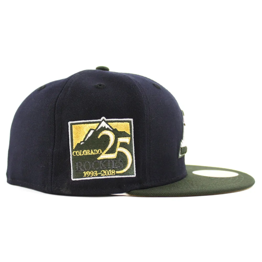 Colorado Rockies 25th Anniversary New Era 59Fifty Fitted Hat (GITD Navy Dark Seaweed Khaki Under Brim)