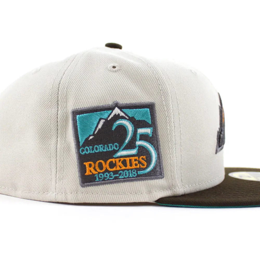 Colorado Rockies 25th Anniversary New Era 59Fifty Fitted Hat (GITD Stone Walnut Teal Under Brim)