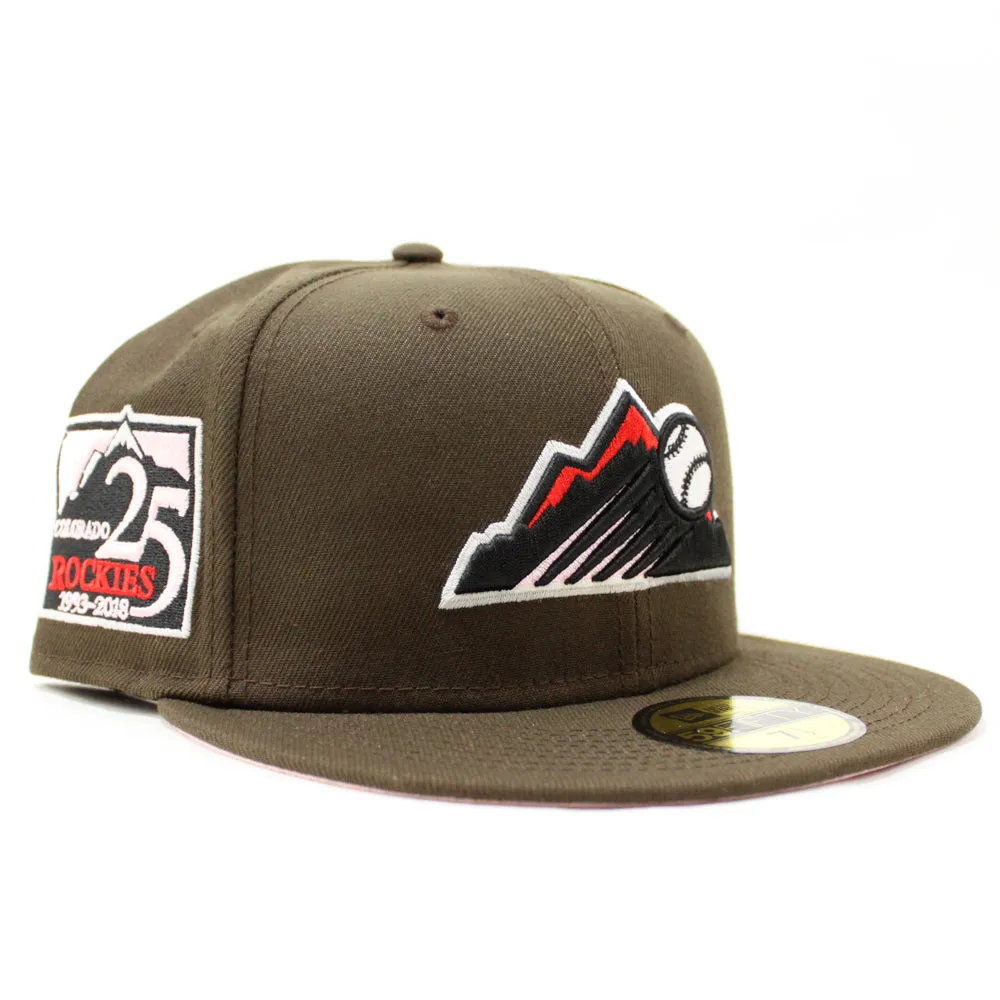 Colorado Rockies 25th Anniversary New Era 59Fifty Fitted Hat (GITD Walnut Pink Under Brim)