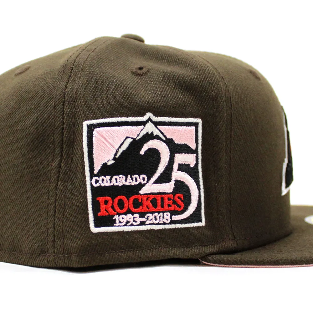Colorado Rockies 25th Anniversary New Era 59Fifty Fitted Hat (GITD Walnut Pink Under Brim)