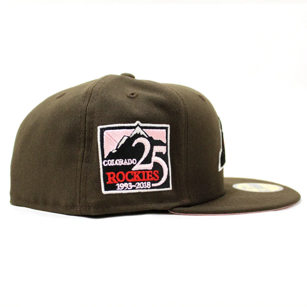 Colorado Rockies 25th Anniversary New Era 59Fifty Fitted Hat (GITD Walnut Pink Under Brim)