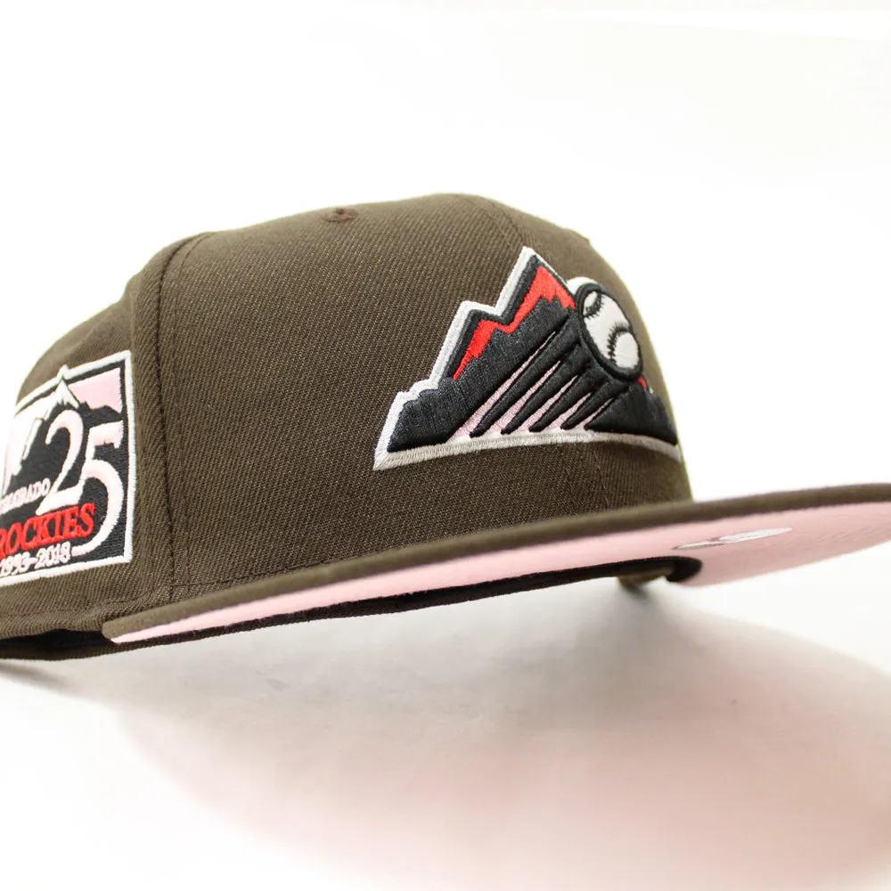Colorado Rockies 25th Anniversary New Era 59Fifty Fitted Hat (GITD Walnut Pink Under Brim)