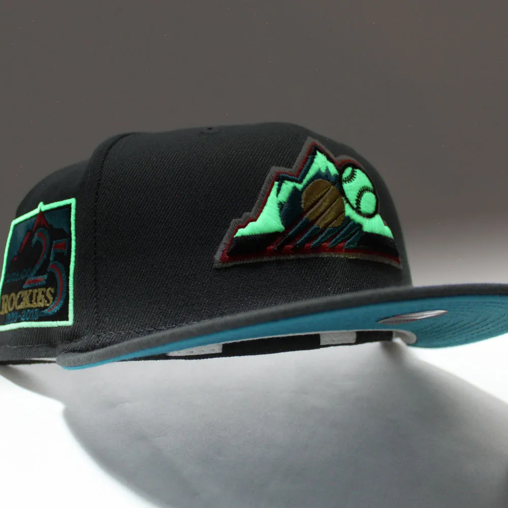 Colorado Rockies 25th Anniversary New Era 59Fifty Fitted Hat (Glow in the Dark Gray Turquoise Under Brim)