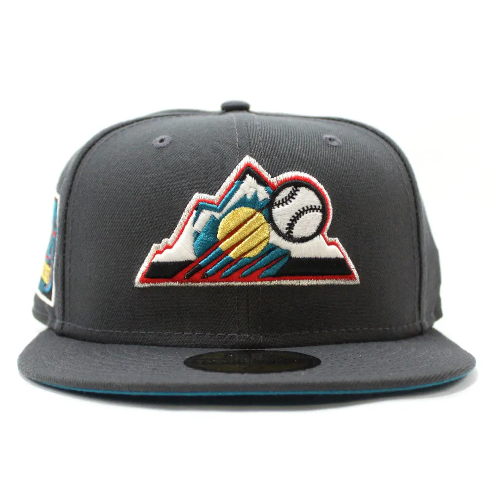 Colorado Rockies 25th Anniversary New Era 59Fifty Fitted Hat (Glow in the Dark Gray Turquoise Under Brim)